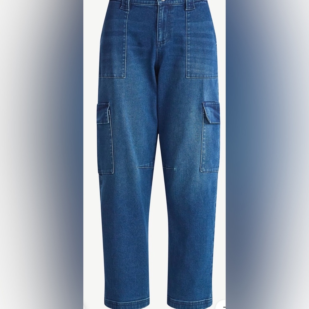 Sofia by Sofia Vergara Dark Wash Barrel Cargo Jeans - Picture 3 of 7